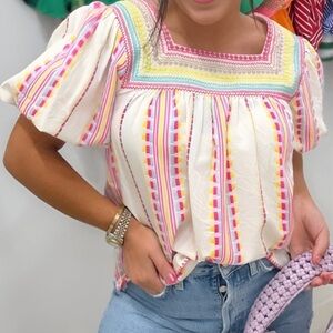 THML Multicolor Neon Striped Blouse